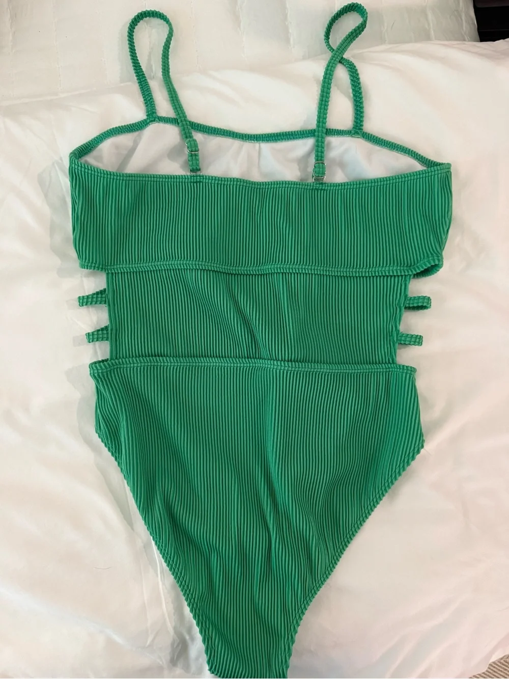 Green Ribbed One-Piece Swimsuit